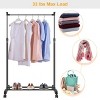 15kg/33lbs Garment Racks 3.12ft-4.80ft Height Adjustable Clothes Stand Foldable Clothes Hanger w/ Wheels Storage Shelf For Dormitory Home - 4 of 4