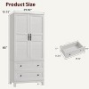 Tall Storage Cabinet with 2 Drawers, Farmhouse Wooden Freestanding Floor Storage Cabinet with 2 Doors & Adjustable Shelf, Large, Sturdy Frame - 2 of 4
