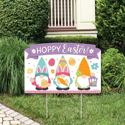 Big Dot of Happiness Easter Gnomes - Spring Bunny Party Yard Sign Lawn Decorations - Hoppy Easter Party Yardy Sign