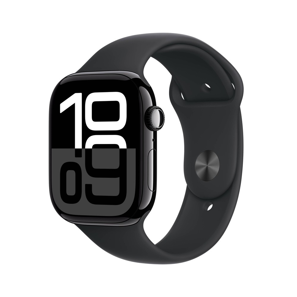 Photos - Smartwatches Apple Watch Series 10 GPS 46mm Jet Black Aluminum Case with Black Sport Band - M/L 