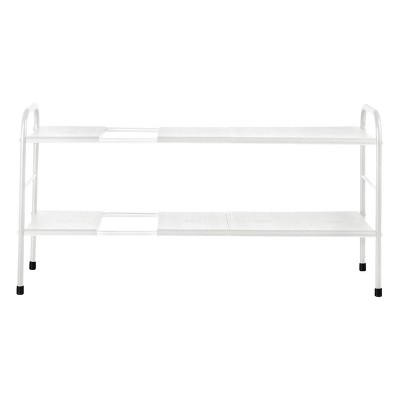 White Adjustable 2-Tier Under Sink Organizer with Removable Panels