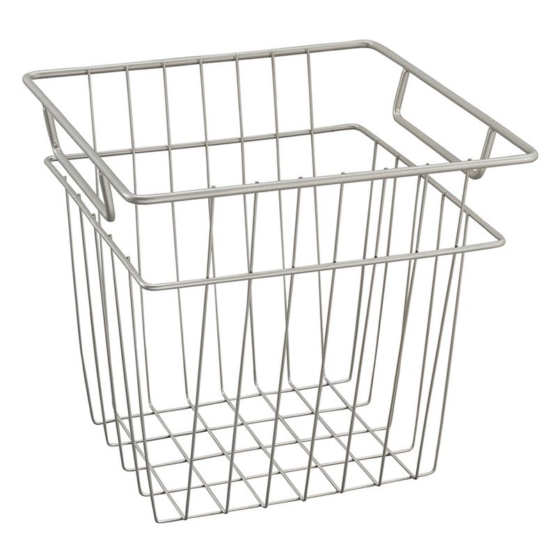 ClosetMaid Cubeicals 10.7"W x 10.2"H Steel Wire Storage Bin Organizer Basket w/ Open Design and Handles for Home, Kitchen, Office, & Bathroom, Nickel, 1 of 7