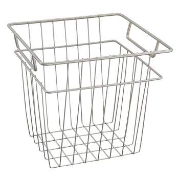 ClosetMaid Cubeicals 10.7"W x 10.2"H Steel Wire Storage Bin Organizer Basket w/ Open Design and Handles for Home, Kitchen, Office, & Bathroom, Nickel
