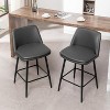 Gray Bar Height Swivel Bar Stool, Set of 2, 360° Swivel Upholstered Bar Stool - 3 of 4