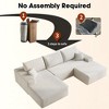 107 inch White Plush Corduroy Fabric Cloud Sectional Sofa Comfort U Shaped Sofa with 1 Ottoman for Living Room - 3 of 4