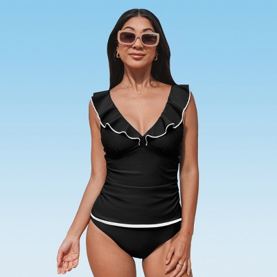 Women's Contrasting Trim Tankini Sets Swimsuit - Cupshe