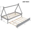 Twin Size Tent Floor Bed Frame, House Top Bed With Trundle, Pull Out Bed, Easy Assembly, Slat Mattress Foundation, No Box Spring Needed - 4 of 4