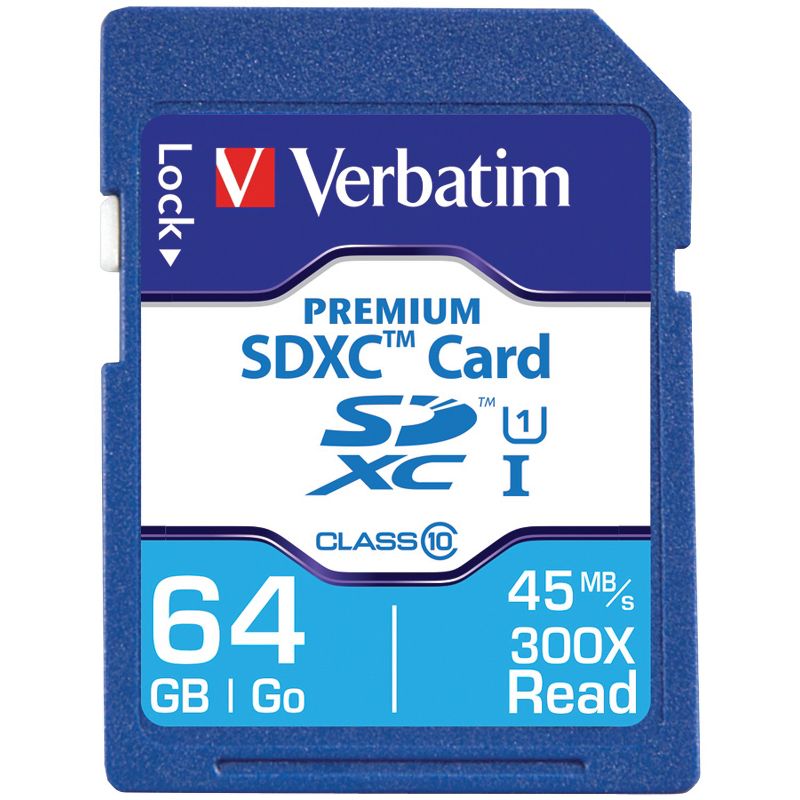 Verbatim® 64-GB Class 10, UHS-1 V10 U1 Premium SDXC™ Memory Card, 1 of 5