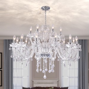 Maxax 40.1¡° 18-Light Gold Crystal Chandelier, Traditional Glam Pendant Light for Living Room Dining Room Ballroom - 1 of 4