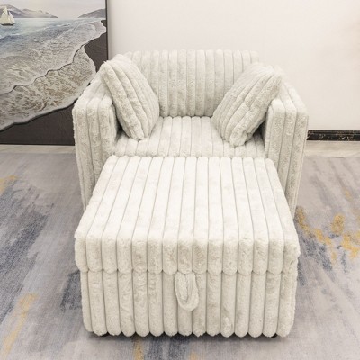 NicBex Couches for Living Room 44.9" Single Sofa Minimalist Corduroy Upholstered Sofa Couch with Pull Out Storage and 1 Piilow for Bedroom