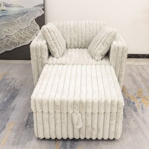 NicBex Couches for Living Room 44.9" Single Sofa Minimalist Corduroy Upholstered Sofa Couch with Pull Out Storage and 1 Piilow for Bedroom - 1 of 4