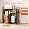 VINGLI Printer Stand with Trolley, Paper Shredder Stand Rack with Wheels, Lateral Office File Storage Cabinets with Charging Port, Rustic Brown - 4 of 4