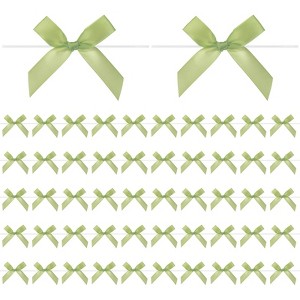 Unique Bargains Polyester Multipurpose Use Durable Flexible Gift Wrap Bows 50 Pcs Light Green 2.4 Inch - 1 of 4