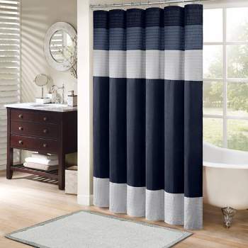 Polyester Faux Silk Shower Curtain Gray/aqua : Target