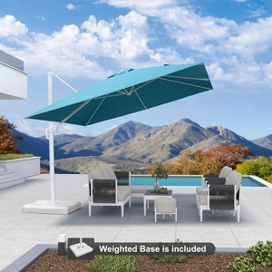 PURPLE LEAF Patio Umbrella White Cantilever Offset Umbrella Square Outdoor Umbrella with 360-degree Rotation for Garden Deck Pool - 1 of 4