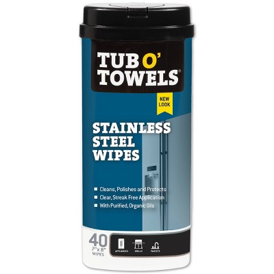 Tub O' Towels Stainless Steel Cleaning Wipes - 40ct