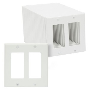 Impresa 20 Pack 2-Gang Wall Plates, Double Light Switch Cover Guard, White, 4.53 x 4.57 In - 1 of 4