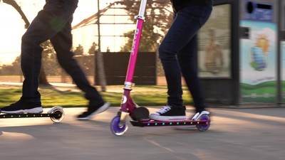 Black Aluminum LED Light-Up Kick Scooter