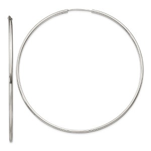 Black Bow Jewelry 2mm, Sterling Silver, Endless Hoop Earrings - 80mm (3 1/8 Inch) - 1 of 4