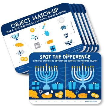 Big Dot of Happiness Hanukkah Menorah - 2-in-1 Chanukah Holiday Party Cards - Activity Duo Games - Set of 20