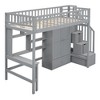 PAGED Simple Wooden Loft Bed Bunk Bed with Desk, Twin Size Bed Frame with Wardrobe, Shelves, Storage Stairs and Guardrail for Bedroom - 4 of 4