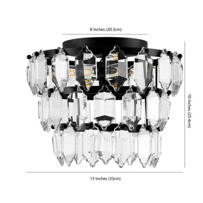 Art Deco-Inspired Black Crystal LED Flush Mount Light