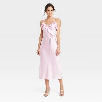 Women's Ruffle Midi Slip Dress - A New Day™