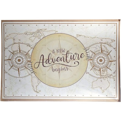 Sparkle and Bash "A New Adventure Begins" Map Photo Booth Backdrop for Baby Shower, 7 x 5 Feet