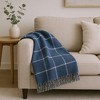 HomeRoots 50" X 67" Denim Blue And White Cotton Blend Woven Plaid Throw Blanket with Fringe - 2 of 4
