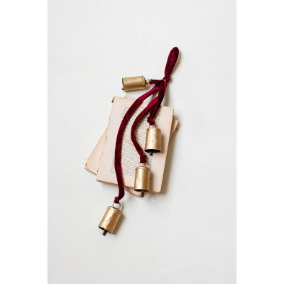 Metal Christmas Bell Cluster – Handmade Velvet Rope Accent Kalalou