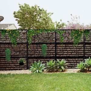 MAYEERTY 72 inch Room Divider Rectangle Privacy Screen with Galvanized Frame Garden Fence Patio Outdoor Black - 1 of 4