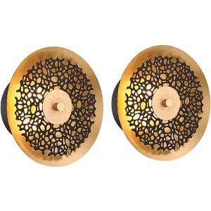 Possini Euro Design Possini Euro Kora 8 1/2" High Black and Gold Leaf LED Wall Sconce Set - 1 of 4