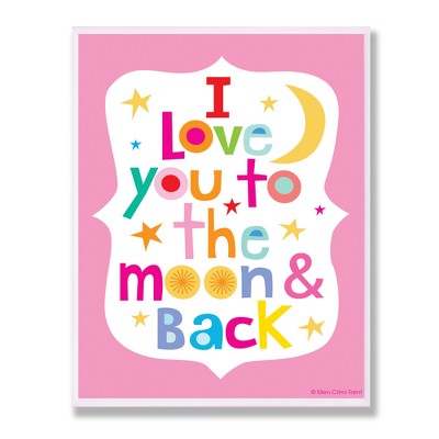 I Love You To The Moon And Back On Pink Background Wall Plaque Art (12.5"x18.5"x0.5") - Stupell Industries