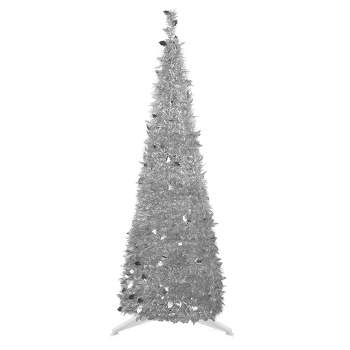 Northlight 6' Silver Tinsel Pop-Up Artificial Christmas Tree, Unlit