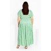 Women's Plus Size Amber Puff Sleeves Pleated Set - green gingham | CCX - 4 of 4