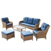 Gymojoy 6 Piece Outdoor Wicker Sofa with Patio Chairs with Coffee Table and Ottoman Sets - 2 of 4