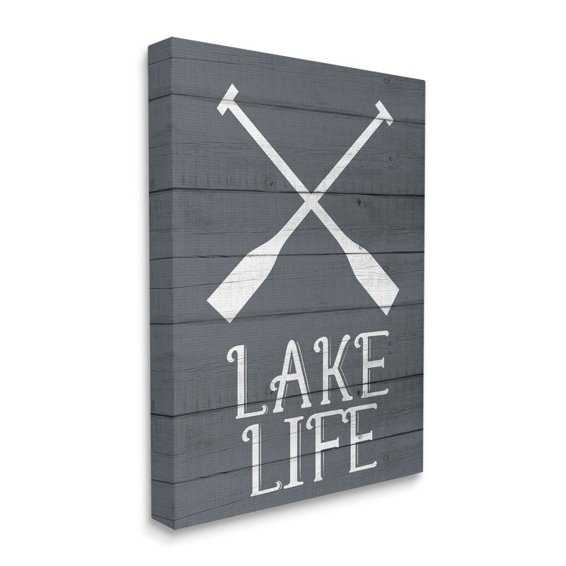 Stupell Industries Nautical Blue Lake Life Phrase Rustic Boat Oars, 1 of 7