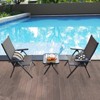 Costway 3PCS Bistro Set Folding Adjustable Chairs Square Glass Table Garden - 2 of 4