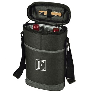 Picnic at Ascot Personalized Two Bottle Wine Cooler with Corkscrew - Charcoal - 1 of 2
