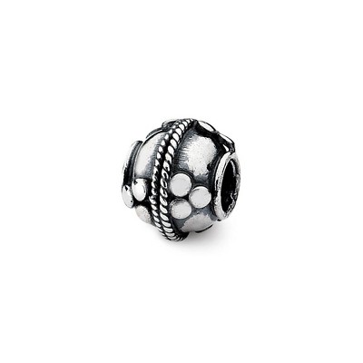 Black Bow Jewelry Sterling Silver Antiqued Artisan Triple Circle Design Bead Charm