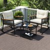 Tangkula 3 PCS Patio Rocking Bistro Set Outside Wicker Rockers w/ 2-Tier Tempered Glass Coffee Table - 4 of 4