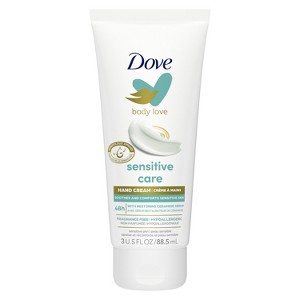 Dove Body Love Fragrance-Free Hand Cream Sensitive Care, 3 oz - 1 of 4