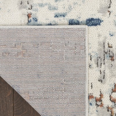 Handmade Beige Blue Rust Rectangular Abstract Synthetic Rug 8' x 10'