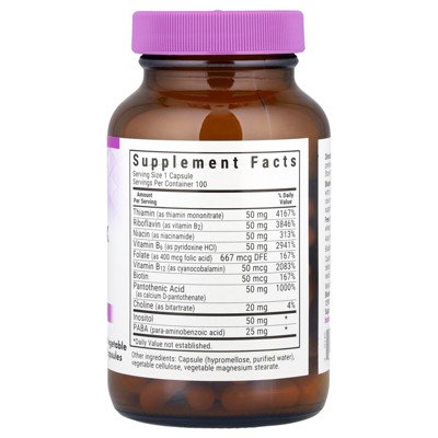 Bluebonnet B-Complex 50, 100 Vegetable Capsules, Vegan and Gluten-Free
