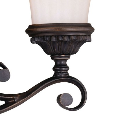 Venetian Bronze 3-Light Vanity Fixture with Etched Glass