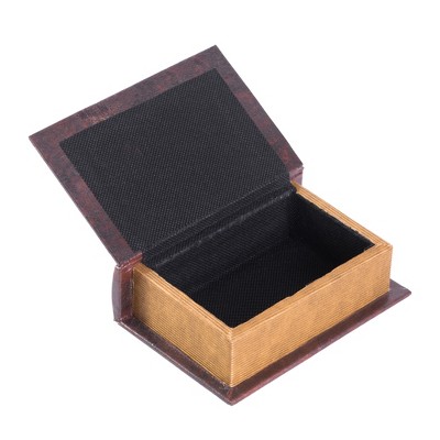 Vintage Brown Faux Leather Rectangular Lidded Storage Box