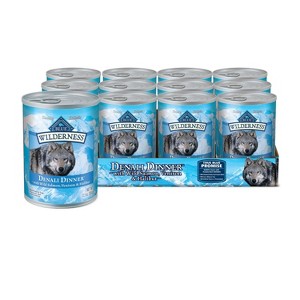 Blue Buffalo Wilderness Grain Free Wet Dog Food Denali Dinner with Wild Salmon, Venison & Halibut Fish - 12.5oz/12ct Pack - 1 of 3