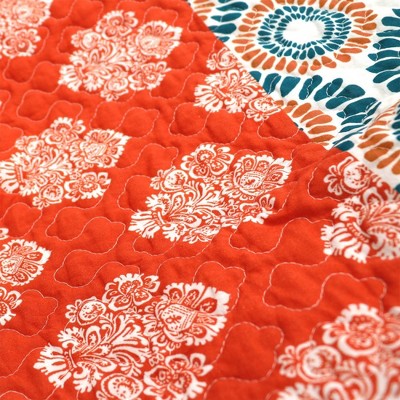Bohemian Stripe Turquoise and Orange Cotton Sherpa Throw Blanket