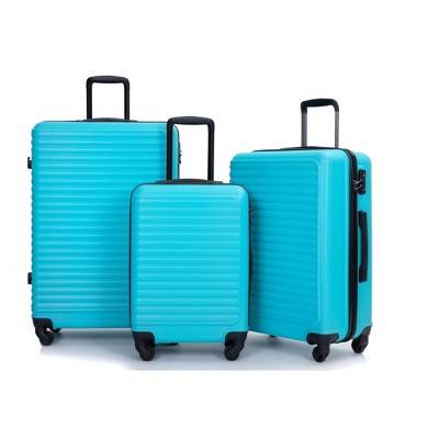 3 Piece Luggage Sets ABS Lightweight Suitcase with Two Hooks, Spinner Wheels, TSA Lock, (20/24/28) Black