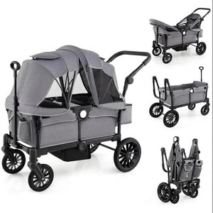 Wagon Stroller for 2 Kids, 2 Seater Toddler Quad Stroller Wagon, Adjustable Push/Pull Handle Bar - 1 of 1